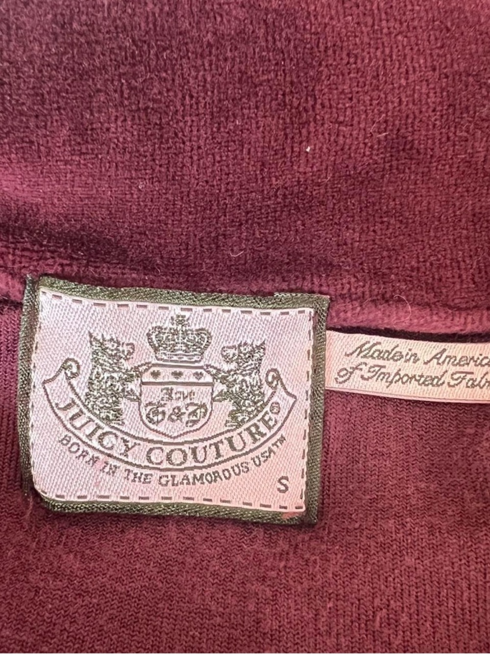 Y2K vintage Juicy Couture burgundy velvet velour zip up jacket - Picture 4 of 4